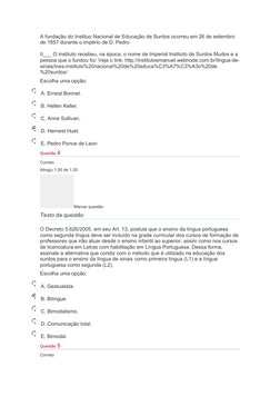A fundação do Instituo Nacional de Educação de Surdos ocorreu em 26 de setembro 
de 1857 durante o império de D. Pedro
II___