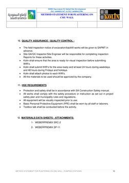 SDHO Increment II, Initial Site Development 
Pk1 (6600041347) & Pk2 (6600042398) 
 
METHOD STATEMENT FOR PLASTERING ON 
CMU