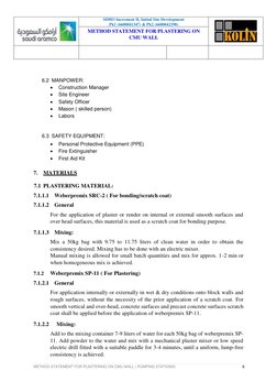 SDHO Increment II, Initial Site Development 
Pk1 (6600041347) & Pk2 (6600042398) 
 
METHOD STATEMENT FOR PLASTERING ON 
CMU