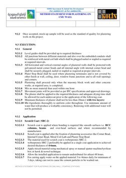 SDHO Increment II, Initial Site Development 
Pk1 (6600041347) & Pk2 (6600042398) 
 
METHOD STATEMENT FOR PLASTERING ON 
CMU