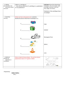 Visualizing Solid Figures Lesson Plan | PDF | Rectangle | Length