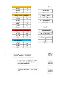 Coraza
Paso 1
DI (plg)
29
B (plg)
10
T (promedio)
pasos
1
t (promedio)
Tubos (Arreglo triangular)
Cp (btu/lb.ºF)para T
Nt
338