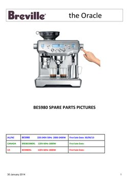Breville BES980 Spare Parts Diagram | PDF | Pump | Valve