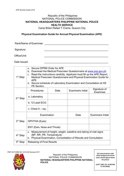 APE Guide for PNP Annual Exam | PDF | Substance Dependence | Menstruation