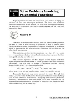 Mathematics: Solving Problems Involving Polynomial Functions | PDF ...