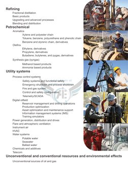Refining
Fractional distillation
Basic products
Upgrading and advanced processes 
Blending and distribution
Petrochemical
Aro