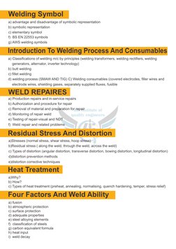 Welding Symbol
a) advantage and disadvantage of symbolic representation 
b) symbolic representation 
c) elementary symbol 
f)