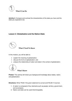What I Can Do 
 
Activity 4. Compare and contrast the characteristics of the state you have and the     
state you expecte