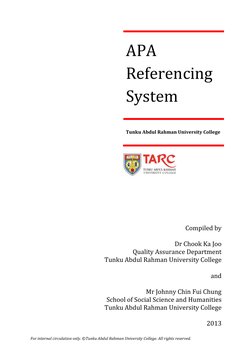 For internal circulation only. ©Tunku Abdul Rahman University College. All rights reserved.