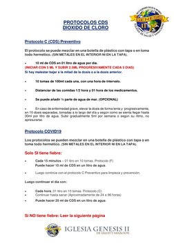 PROTOCOLOS CDS  
DIOXIDO DE CLORO 
 
 
Protocolo C (CDS) Preventivo 
 
El protocolo se puede mezclar en una botella d