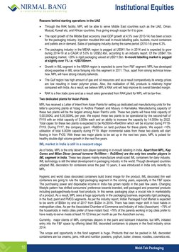 Institutional Equities
10 
Mold-Tek Packaging 
Reasons behind starting operations in the UAE 
 
Through the RAK facili