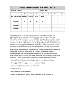 EJEMPLO PLANNING DE RESERVAS    MES X
HABITACIONES
DÍAS DEL MES
14
15
16
17
18
19
20
100 INDIVIDUAL
JIMÉNEZ
PLAZA 
JOSE
(VIP)