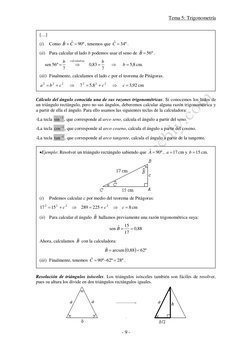 Tema 5: Trigonometría 
 
 
- 9 -
 
 
Cálculo del ángulo conocida una de sus razones trigonométricas. Si conocemos los lad
