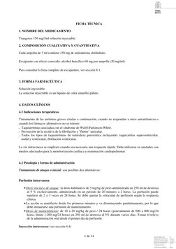 1 de 14 
FICHA TÉCNICA 
1. NOMBRE DEL MEDICAMENTO  
Trangorex 150 mg/3ml solución inyectable.  
2. COMPOSICIÓN CUALITATIV