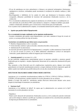 6 de 14 
- El uso de amiodarona con otros antiarrítmicos o fármacos con potencial arritmogénico (fenotiazinas, 
antidepre