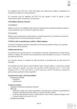 8 de 14 
 
Los inhibidores del CYP 3A4 y CYP 2C8 pueden tener potencial para inhibir el metabolismo de 
amiodarona y aume
