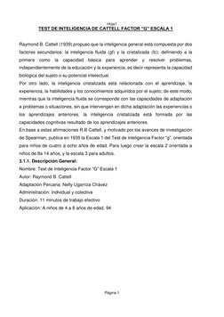 Test de Cattell Escala 1 para Niños | PDF | Inteligencia | Cociente de ...