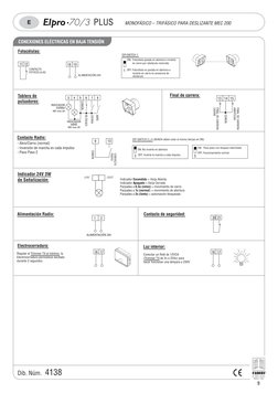 9
11 12
20 22
21
Contacto de seguridad:
Alimentación Radio:
1
2
ALIMENTACIÓN 24V
16 17
CONEXIONES ELÉCTRICAS EN BAJA TENSIÓN