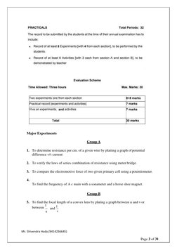 Mr. Shivendra Hada (9414236645) 
Page 2 of 31 
 
 
 
 
 
 
Major Experiments 
 
Group A 
 
1. To determine resistance per cm.