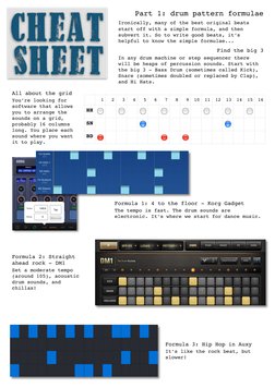 Part 1: drum pattern formulae
Cheat 
sheet
Ironically, many of the best original beats 
start off with a simple formula, and
