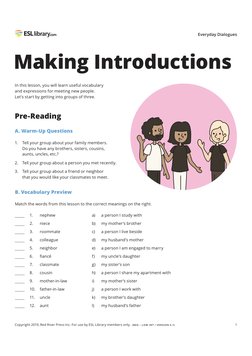 1
Copyright 2019, Red River Press Inc. For use by ESL Library members only. (BEG – LOW INT / VERSION 5.1)
Everyday Dialogues