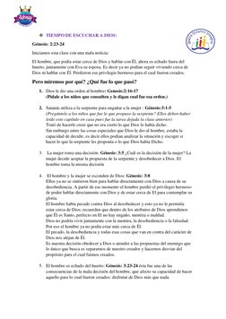 ❖ TIEMPO DE ESCUCHAR A DIOS: 
Génesis: 2:23-24 
Iniciamos esta clase con una mala noticia:  
El hombre, que podía estar c
