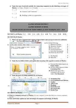 Subject Teacher: Kachinga Sichimata
c)
Name the type of network suitable for connecting computers in the following coverages.