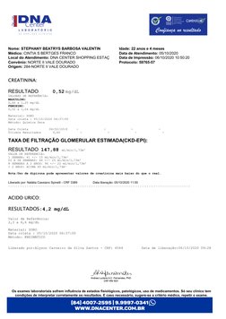 Nome: STEPHANY BEATRYS BARBOSA VALENTIN
Idade: 22 anos e 4 meses
Médico: CINTIA S BERTGES FRANCO
Data de Atendimento: 05/10/2