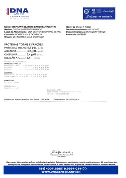 Nome: STEPHANY BEATRYS BARBOSA VALENTIN
Idade: 22 anos e 4 meses
Médico: CINTIA S BERTGES FRANCO
Data de Atendimento: 05/10/2