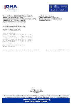 Nome: STEPHANY BEATRYS BARBOSA VALENTIN
Idade: 22 anos e 4 meses
Médico: CINTIA S BERTGES FRANCO
Data de Atendimento: 05/10/2