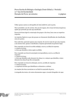 Desafios, Biologia e Geologia 11.o ano
© ASA, 2016
Prova Escrita de Biologia e Geologia (Teste Global 2.o Período)
11.º Ano d