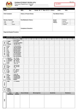 CP2 Pharmacotherapy Review Form | PDF | Pharmacy | Pharmaceutical Sciences