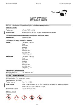 Standard Thinners Safety Data Sheet | PDF | Dangerous Goods | Toxicity