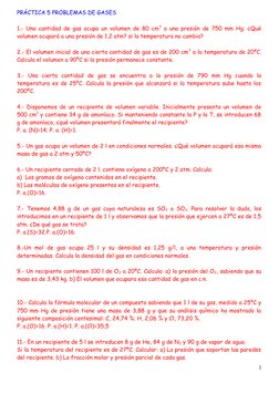 Problemas de Gases: Ejercicios Resueltos | PDF | Gases | Oxígeno