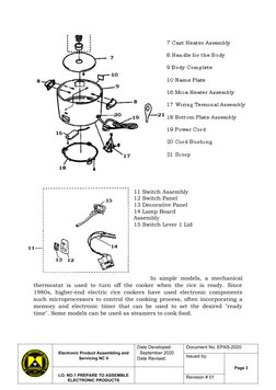 Rice Cooker Parts and Functions Guide | PDF | Control System | Control ...
