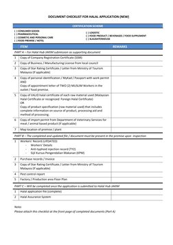 Halal Application Checklist Malaysia | PDF