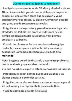 ¿Cómo es que las águilas se renuevan?
. Las águilas viven alrededor de 70 años y alrededor de los 
40 su pico crece tan grand