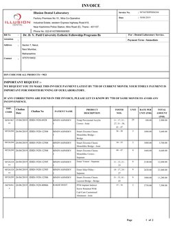 Illusion Dental Lab Invoice Summary | PDF | Mouth | Dentistry