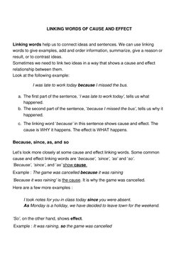 Cause and Effect Linking Words Guide | PDF | Adjective | Causality