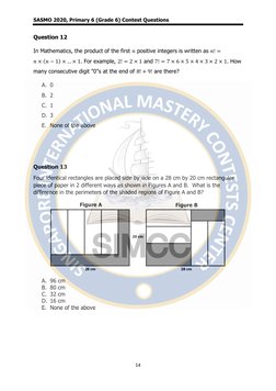SASMO 2020 Grade 6 Contest Questions | PDF | Multiple Choice ...