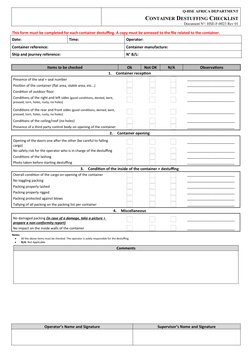 Container Destuffing Checklist | PDF