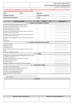 Container Stuffing Checklist Template | PDF | Building Technology ...