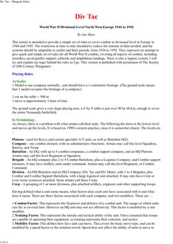 Div Tac
 World War II Divisional Level North West Europe 1944 to 1945.
By Ian Shaw.
This article is intended to provide a sim