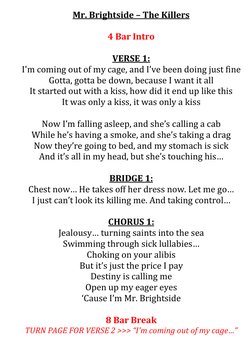 he takes off her dress now lyrics Mr. Brightside Analysis | PDF | Songs Alum Goes Viral With Printed