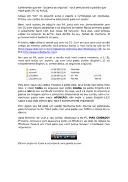 Lembrando que em “Sistema de arquivos” você selecionará o padrão que 
você quer, FAT ou FAT32.
Clique em “OK” no próximo avis