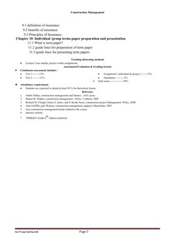 Construction Management
        9.1 definition of insurance
         9.2 benefits of insurance
          9.3 Principles of In