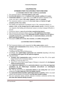 Construction Management
CHAPTER ONE
INTRODUCTION TO CONSTRUCTION INDUSTRY
1.1 CONSTRUCTION IN THE NATIONAL ECONOMY
The const