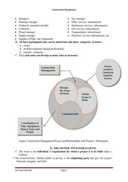 Construction Management

Designers

Planning manager 

Technical assistant/controller

Contractor 

Project manager 

S