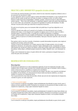 PRÁCTICA DEL SHOSHUTEN (pequeño circuito celeste)
Con la bola que usted ha formado en las manos, simule las once estaciones e