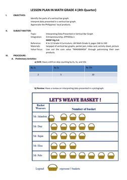 Grade 4 Math: Bar Graph Lesson Plan | PDF | Games & Activities ...